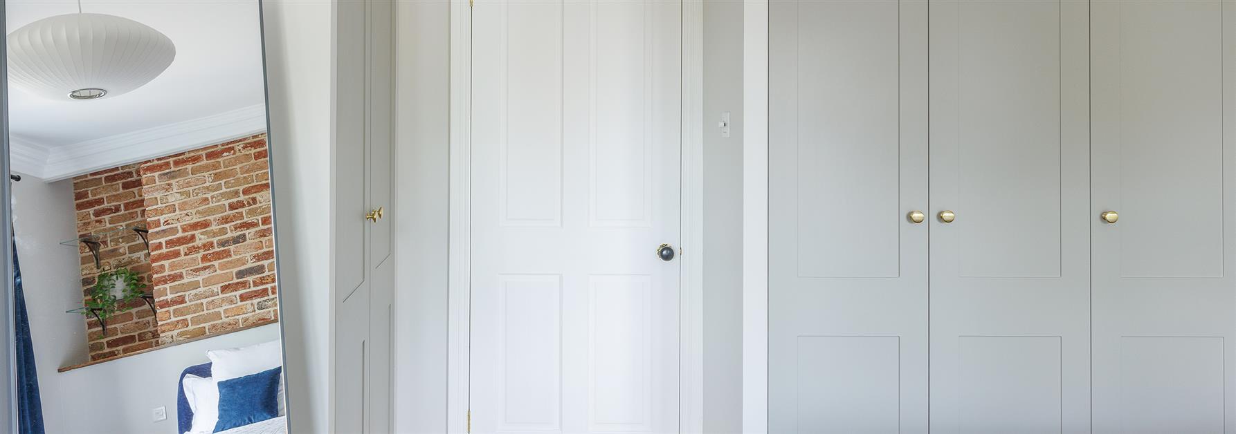 Bedroom Brick Wall Grey Build in Wardrobe