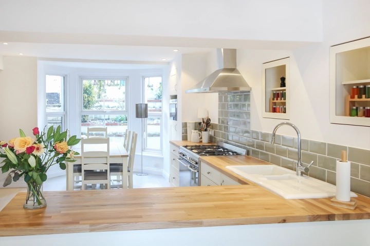 Classic kitchen with oak worktop