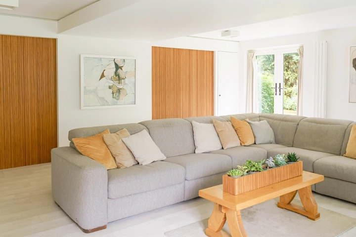 Bespoke home office with bamboo sliding doors 
